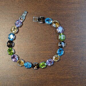 Bracelet Amethyst Citrine Peridot Smoky Quartz and Topaz 925 7.5"